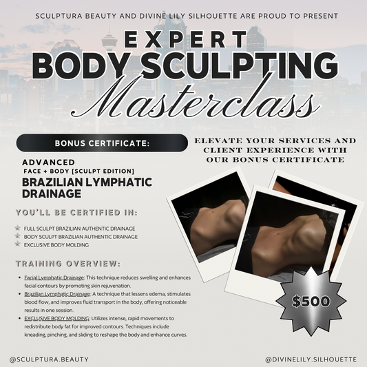 ADDITIONAL CERTIFICATION:ADVANCED BRAZILIAN LYMPHATIC DRAINAGE FACE &
BODY (SCULPT EDITION)